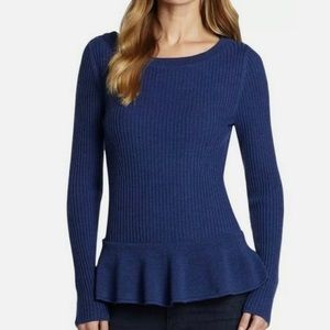 Tory Burch Ramona Merino Wool Peplum Sweater XS